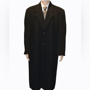 Christian Aujard Long Black Cashmere Pea Coat Size 44 Double Breasted Italian